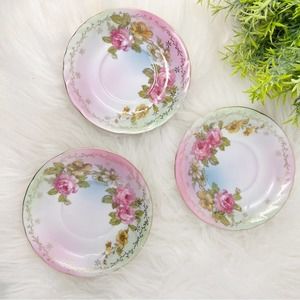 Vintage R. S. Prussia Replacement Chocolate Set Saucer Roses Pink Green Blue